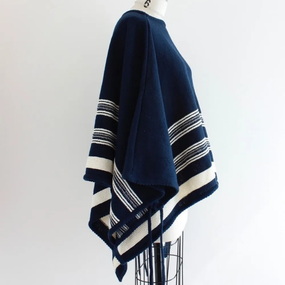 Mih jeans Simmi made in Portugal chunky knit striped oversized poncho. M/L - Image 3