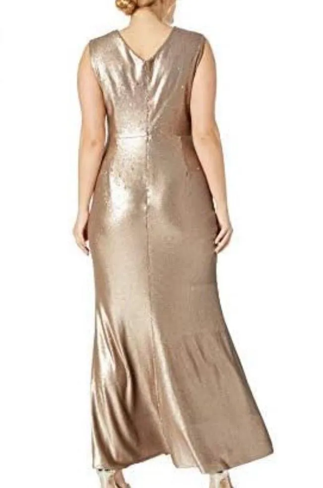 Dress the Population Sandra Plunging Sequin Gown with Slit - Image 3