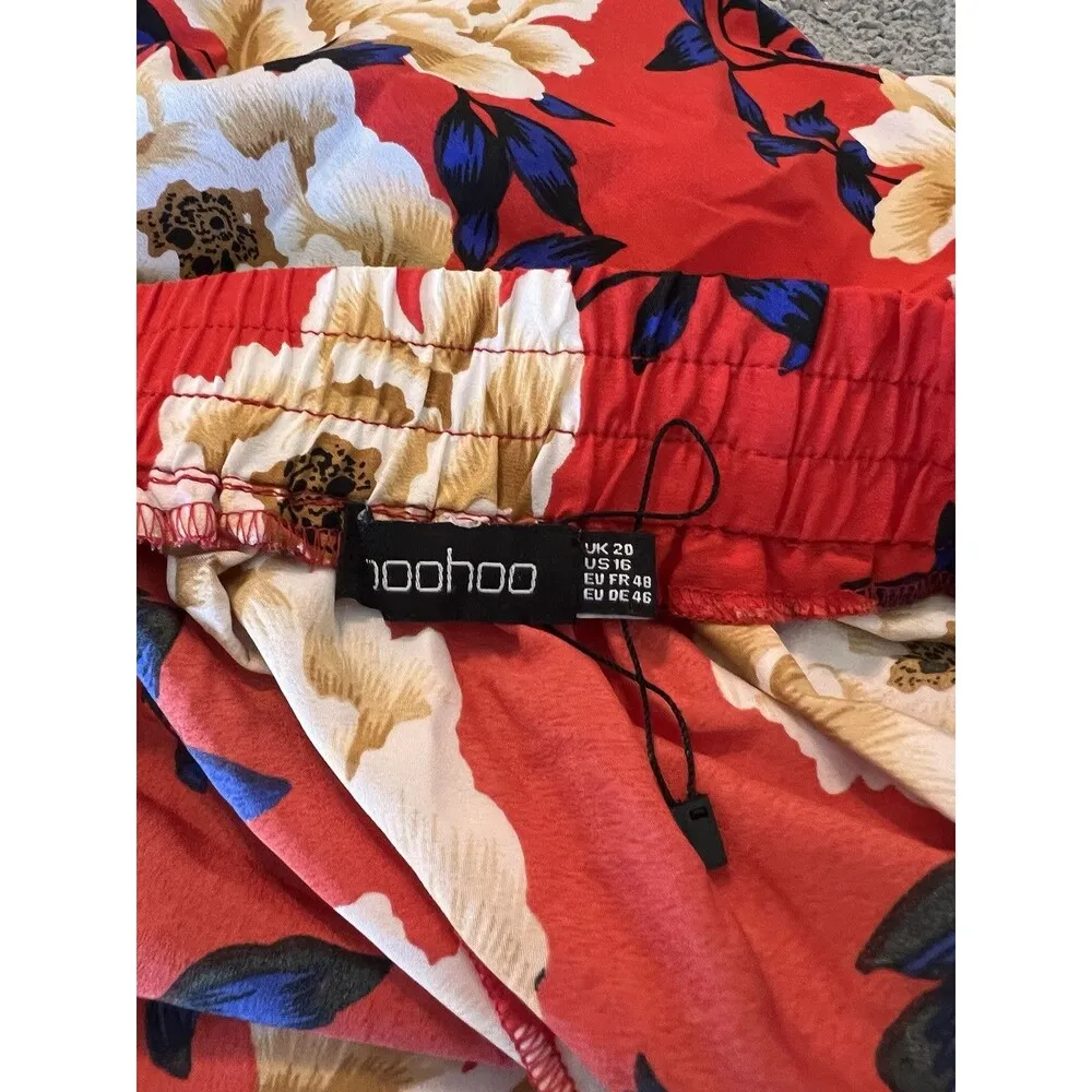 BOOHOO Maxi STRETCH WAIST Skirt Size 16 Red Floral Gypsy Boho Festival NWT #196 - Image 9