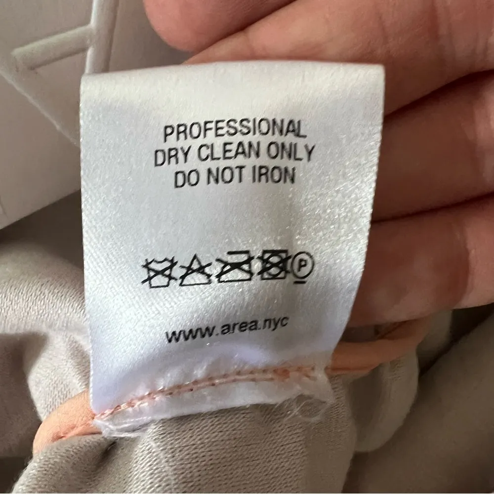 NEW NWT AREA Shirred Mini Dress Nude Gold Size M - Image 14