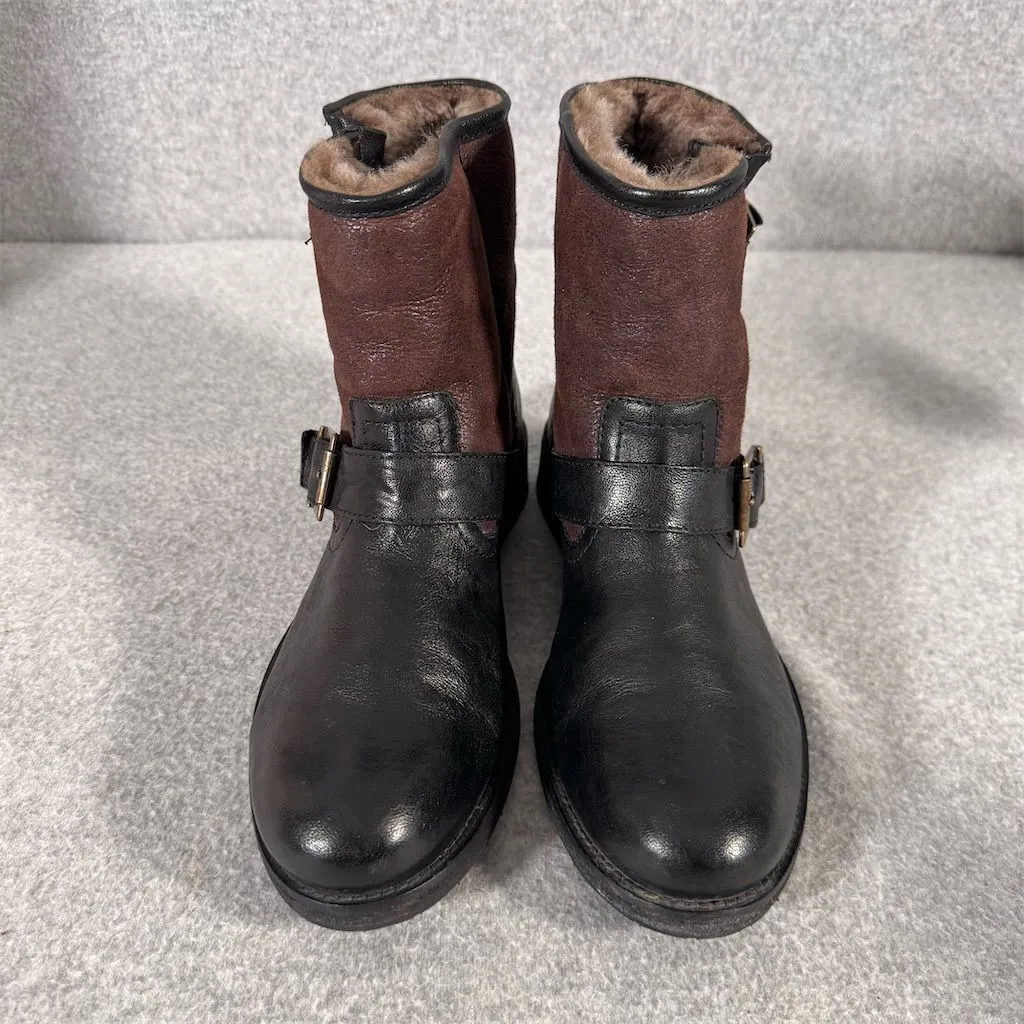 Trask Brenna Women's Brown Leather Shearling Lined Moto Boots 9.5M - Image 5