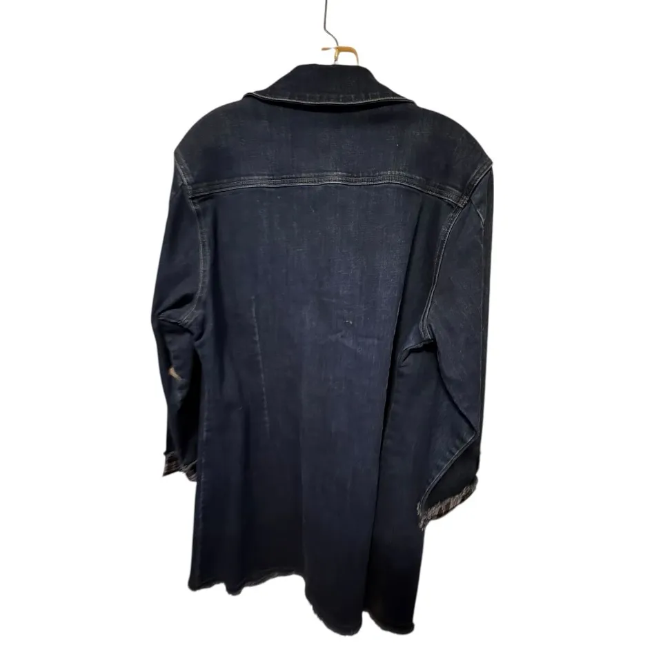 Heavyweight Denim Coat Flannel Lined Blue Size XL - Image 5