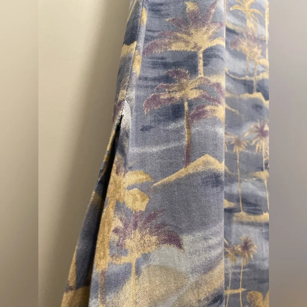 VTG Caribbean Joe Let Go Blue Hawaiian Palm Tree Print Sleeveless Maxi Dress - L - Image 13