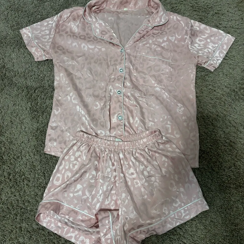 Pink Satin Leopard Pajama Set - Image 2