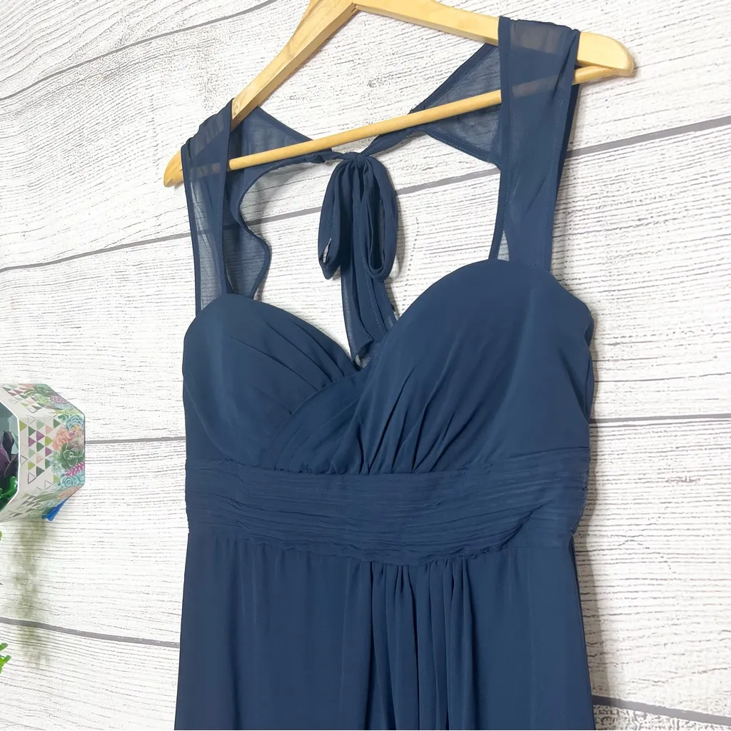 NWT Samantha Paige Navy Blue Chiffon Sweetheart Neck Formal Evening Gown Size 12 - Image 4