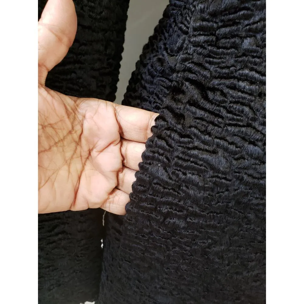 Women's Reversible Coat M Black Lined Textured Slit Sleeve Collar Button Front Size M - Image 9