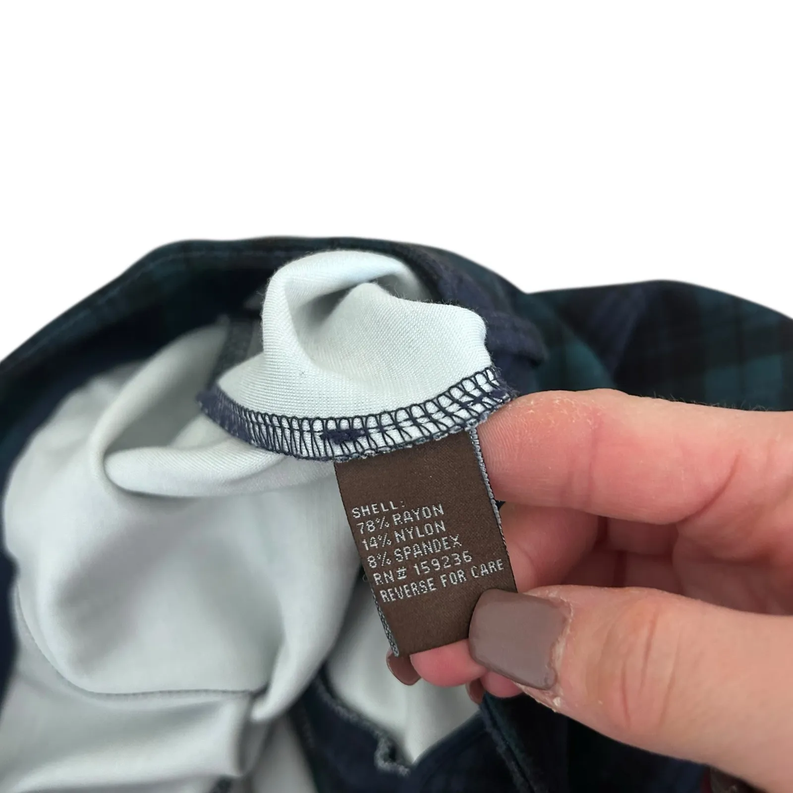 J. McLaughlin Green Blue Plaid Dress Pants Split Hem Sz 6 - Image 3