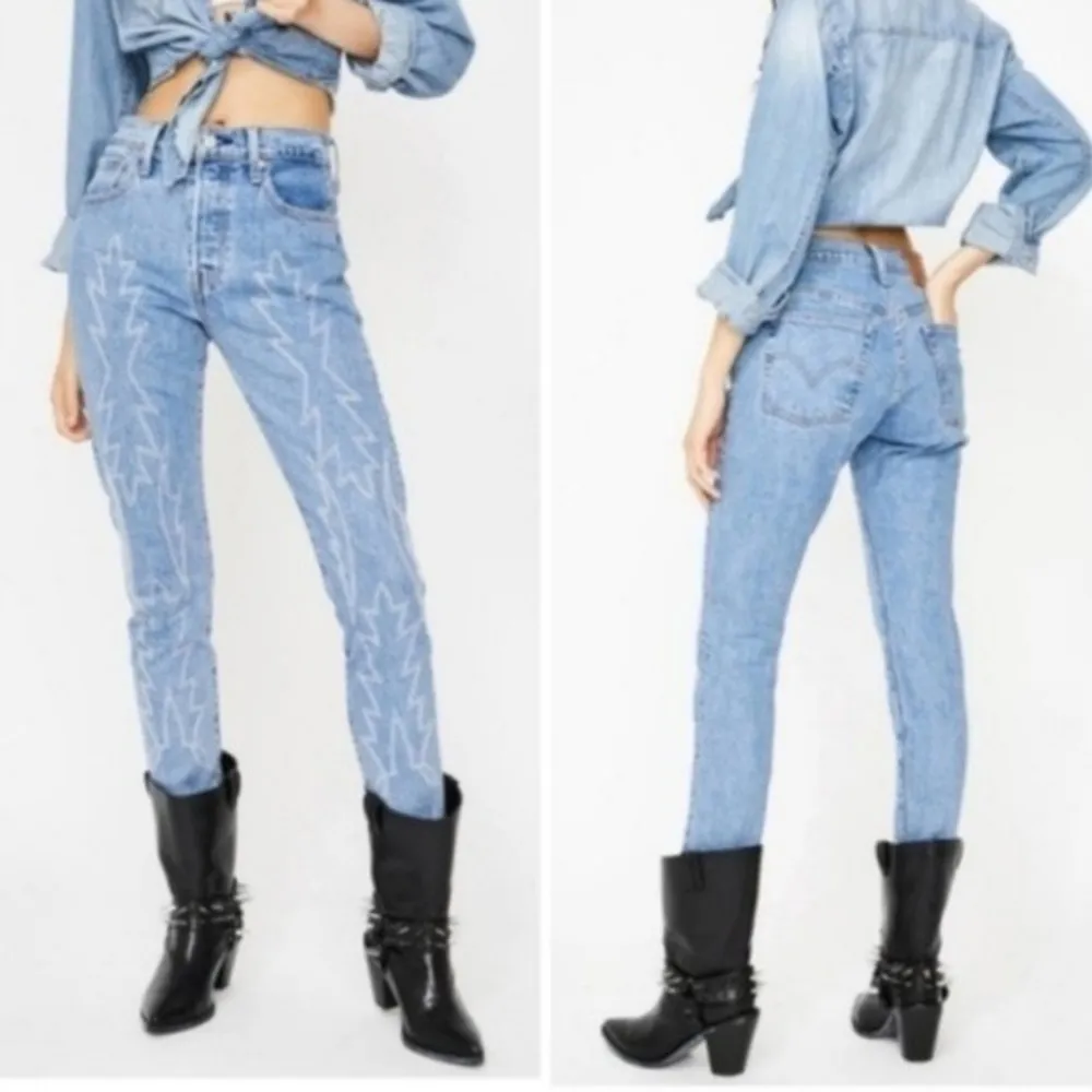 501 Del Norte Embroidered Light Wash High Waist Jeans sz 25 western boho - Image 13