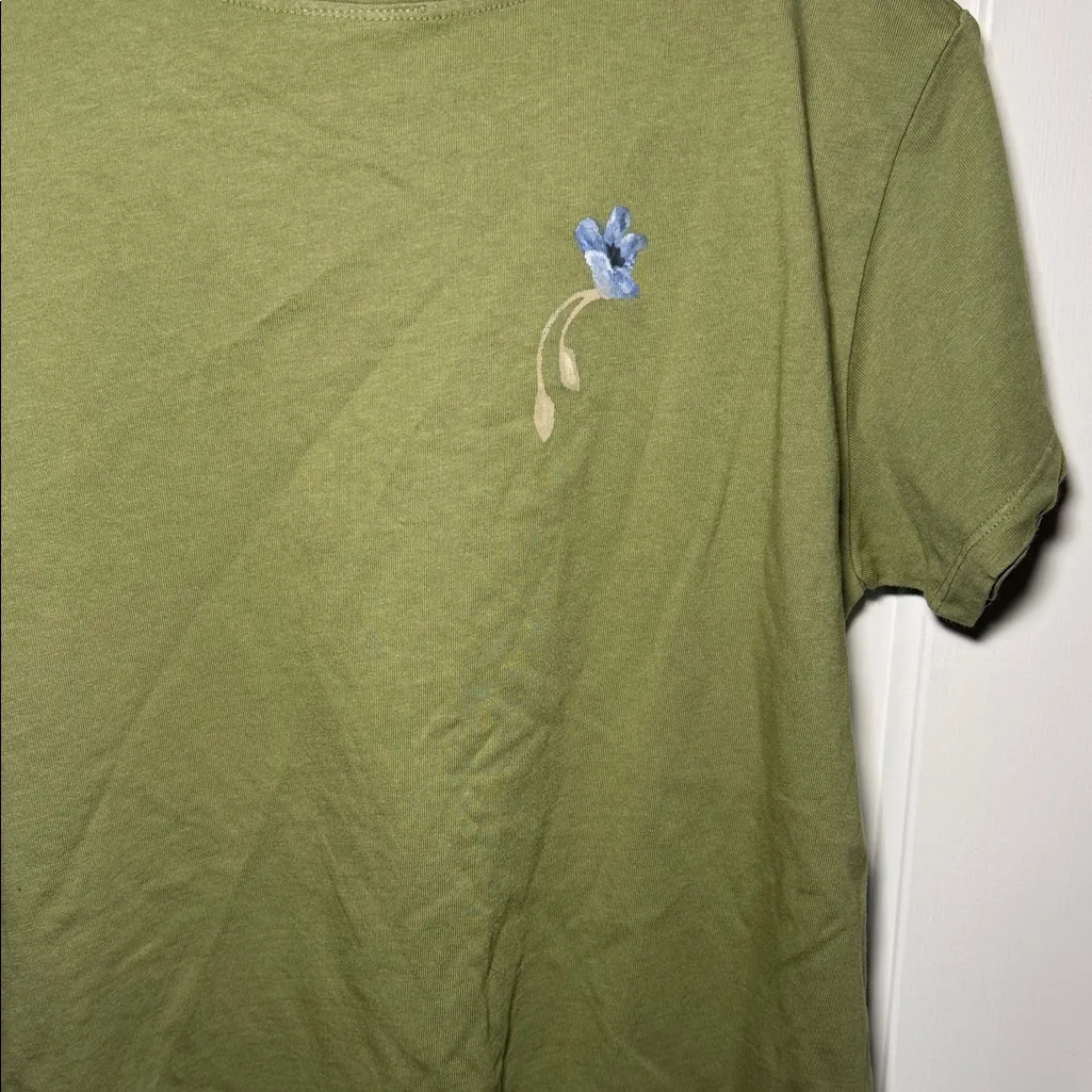 Set of three Floral Painted Tees Green - Image 10