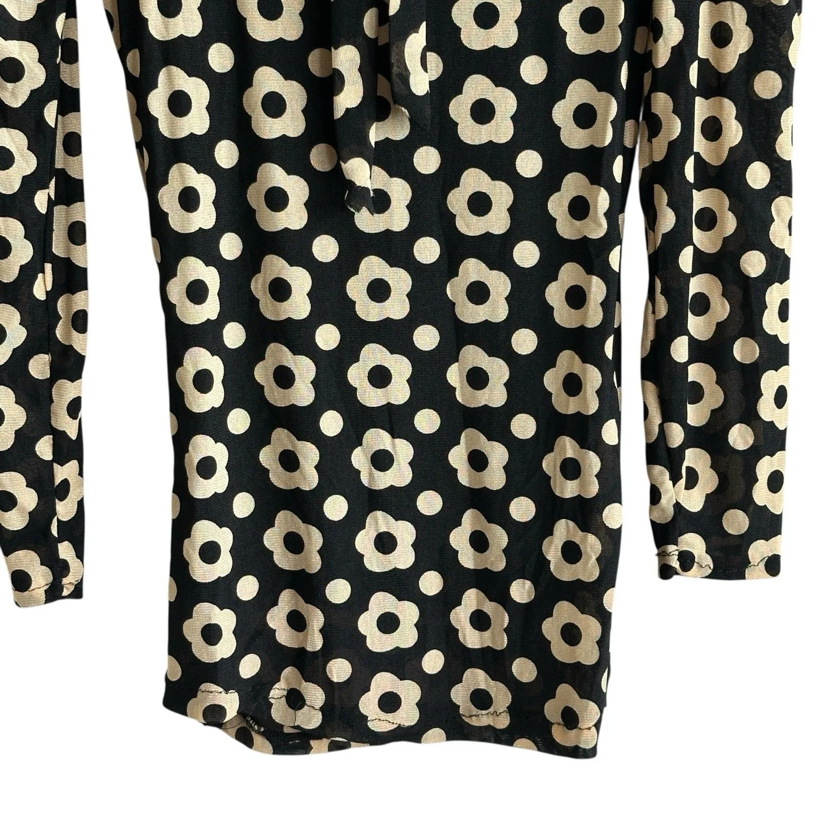 Paco Rabanne VTG Y2K floral shiffon lace shoulders top Grunge Whimsigoth L Size L - Image 7