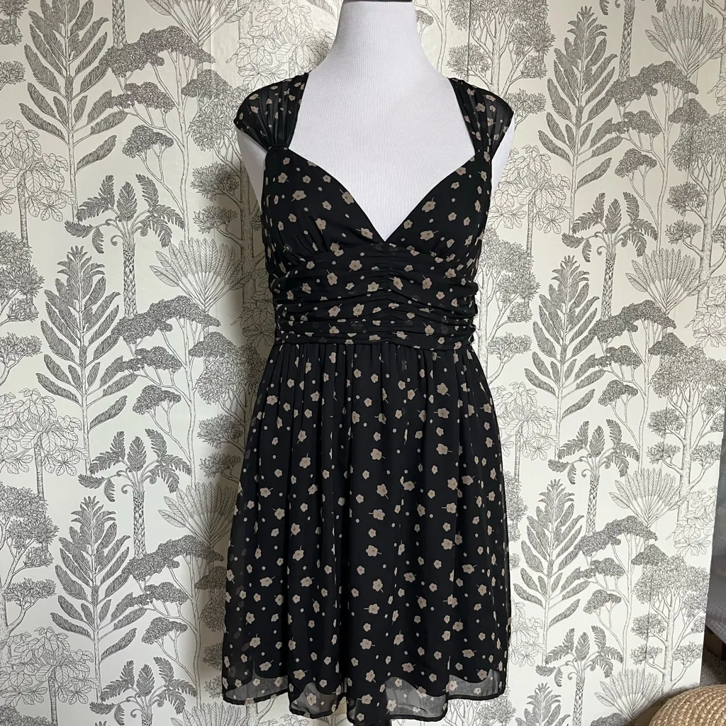 Pins and Needles Anthropologie Chiffon print Cross-Back Dress Sz 12 - Image 2