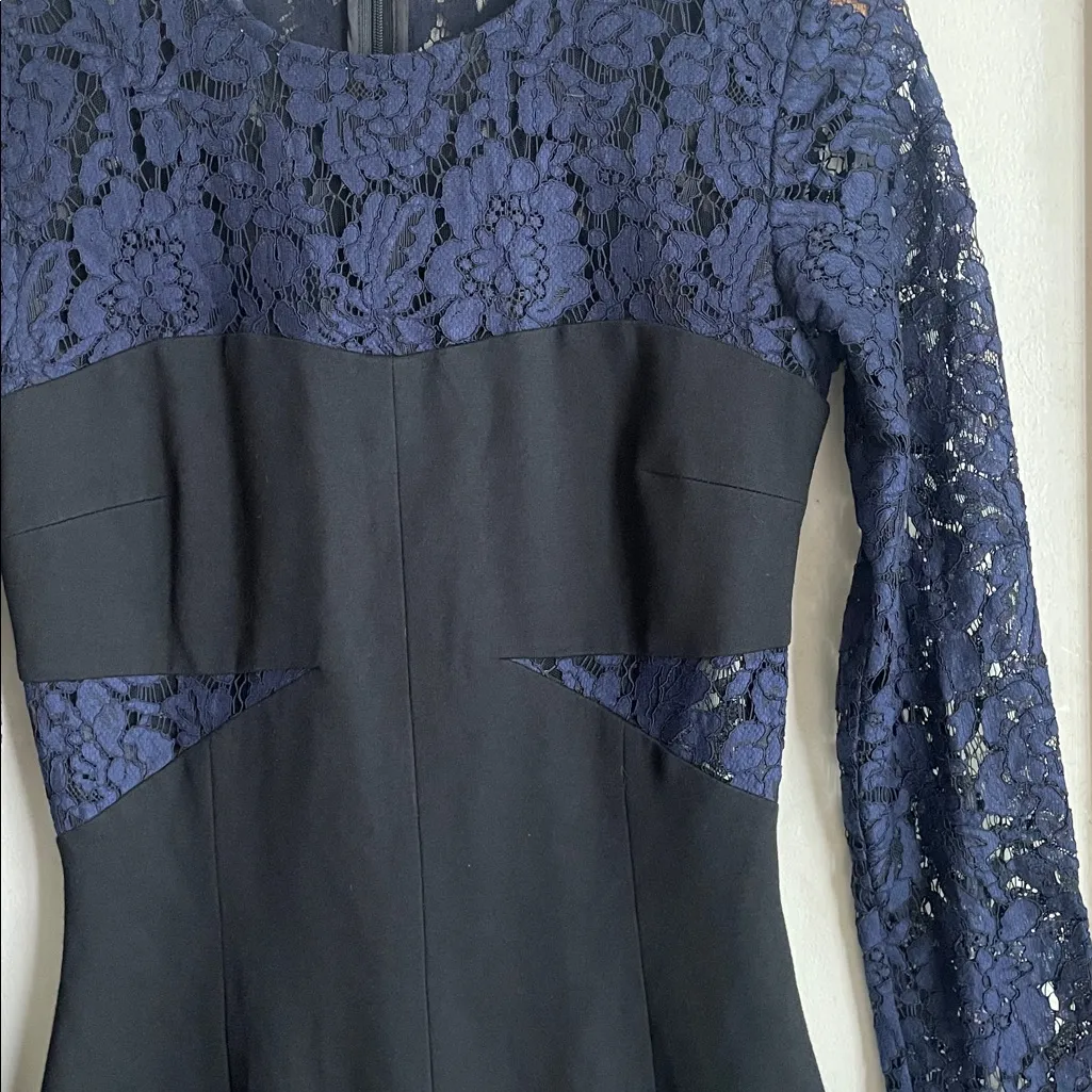 MSGM Lace Cut Out Mini Dress Blue Size 6 - Image 7