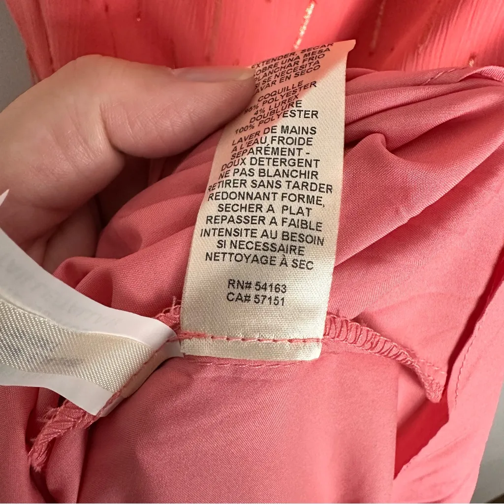 Eliza J METALLIC RUFFLE FIL COUPÉ HIGH-LOW MAXI DRESS ROSE SZ 12 FORMAL WEDDING - Image 10