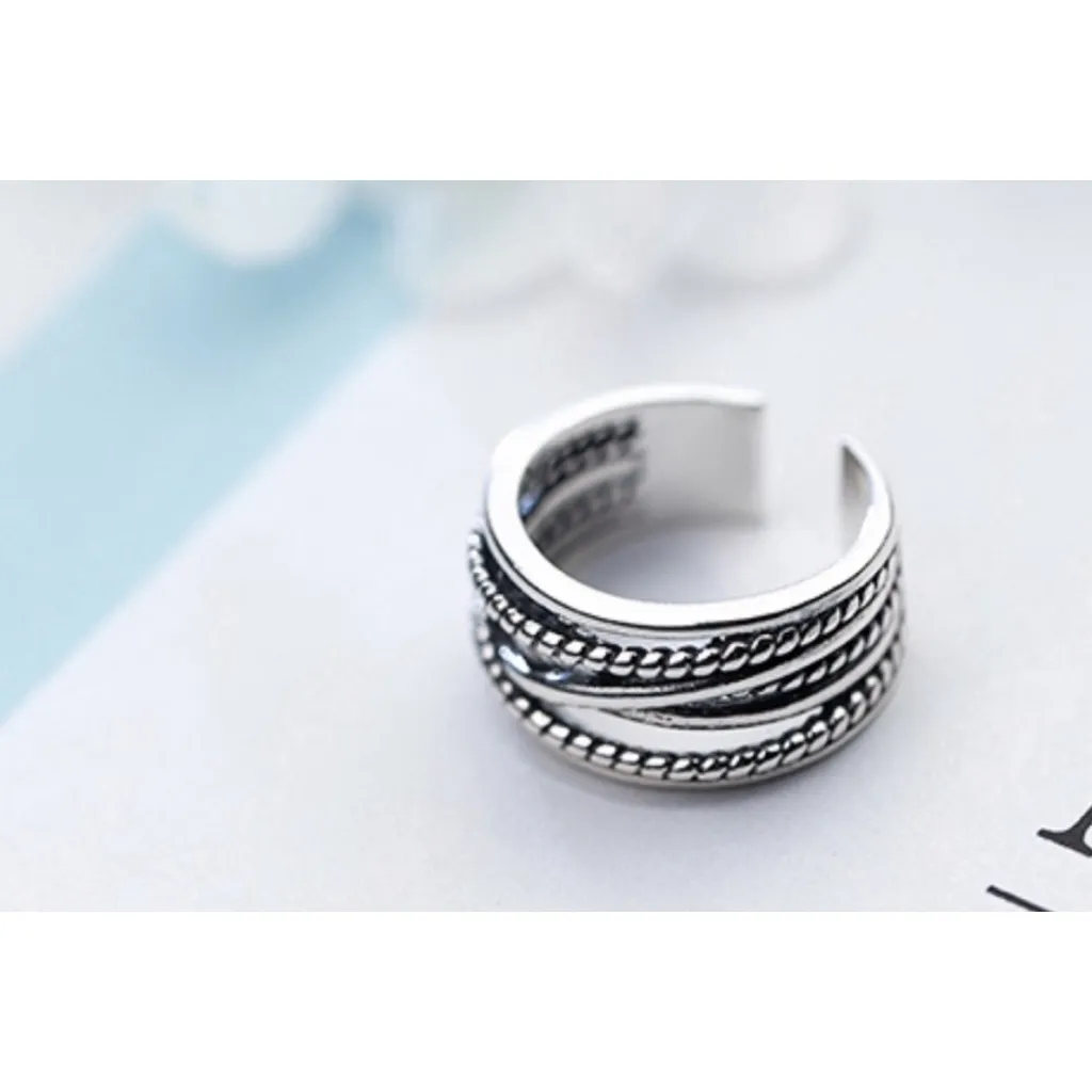NEW Wide Unisex Line‎ Open 925 Sterling Silver Ring, Adjustable - Image 7