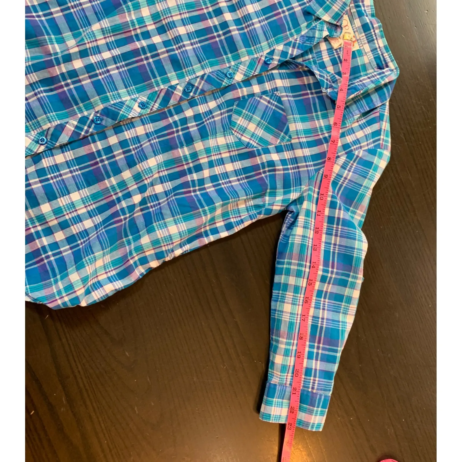 OP Vintage Plaid Button Up Shirt Y2K Skater‎ Girl Womens Small Retro Grunge Blue - Image 10