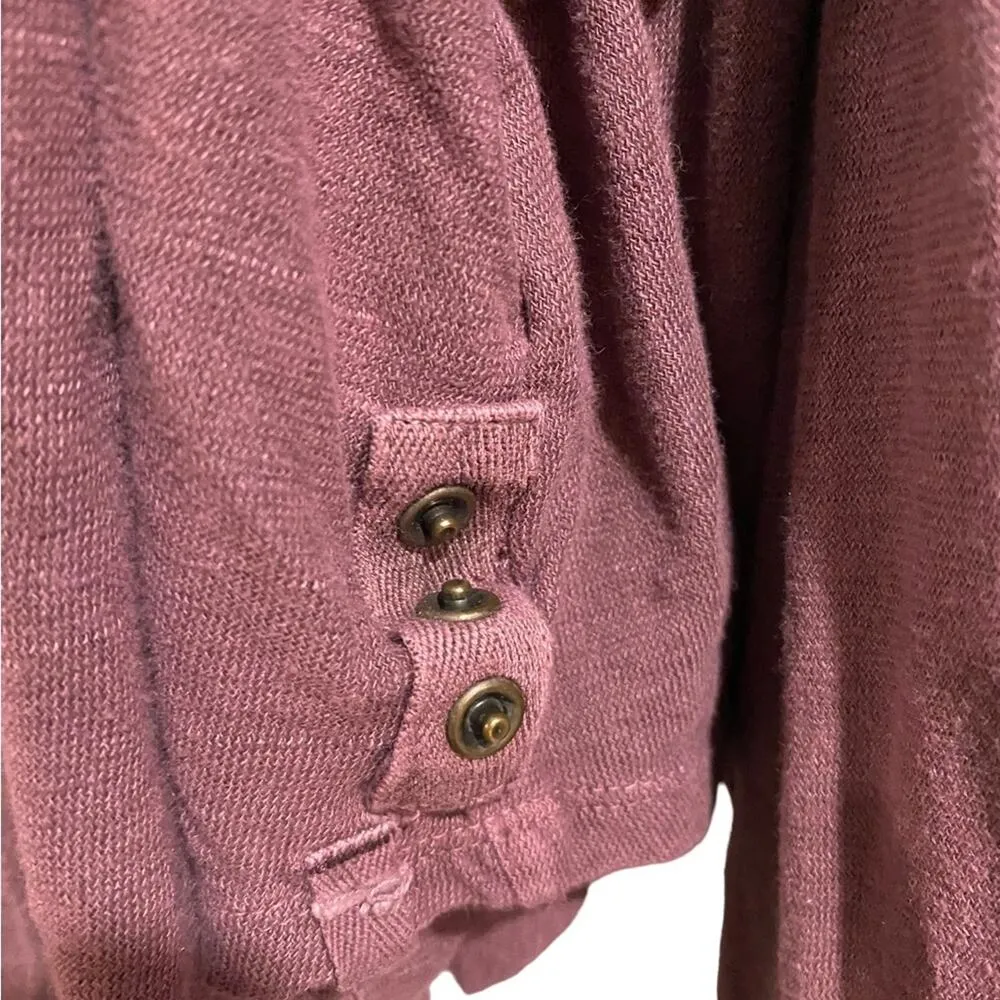 Free People Maroon Long Sleeve Button Down Sz M - Image 5