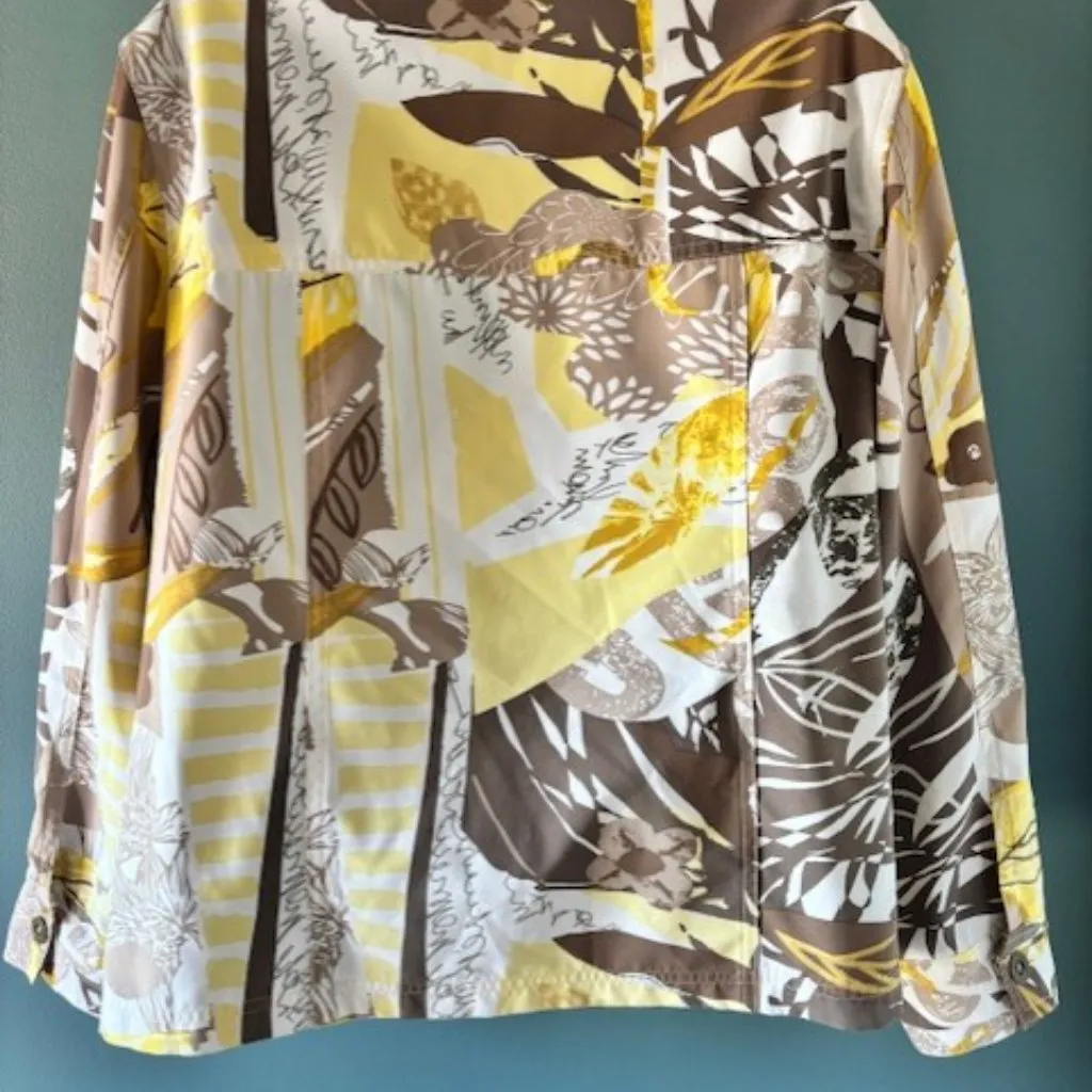 Allison Daley 14P Yellow Brown Jacket Long Sleeve Floral Contemporary Boho Chic - Image 8