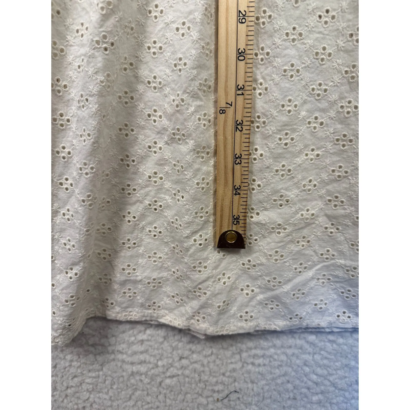 La Radoute Maxi Skirt Eyelet White Angel Prairie Cottage Y2K‎ Size Medium Blue - Image 4