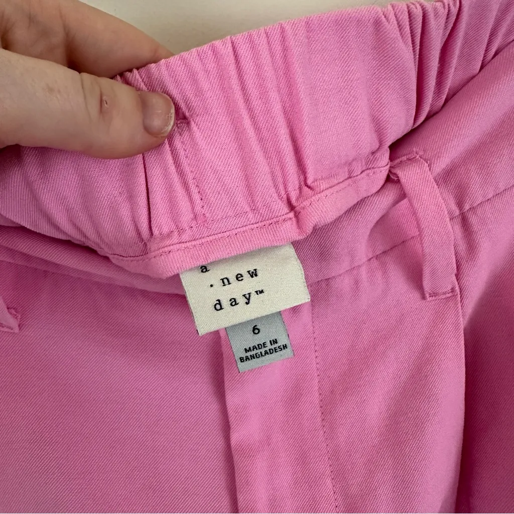 A New Day Pleated Hot Pink Trousers Size 6 Elastic Waist Women's - Image 4