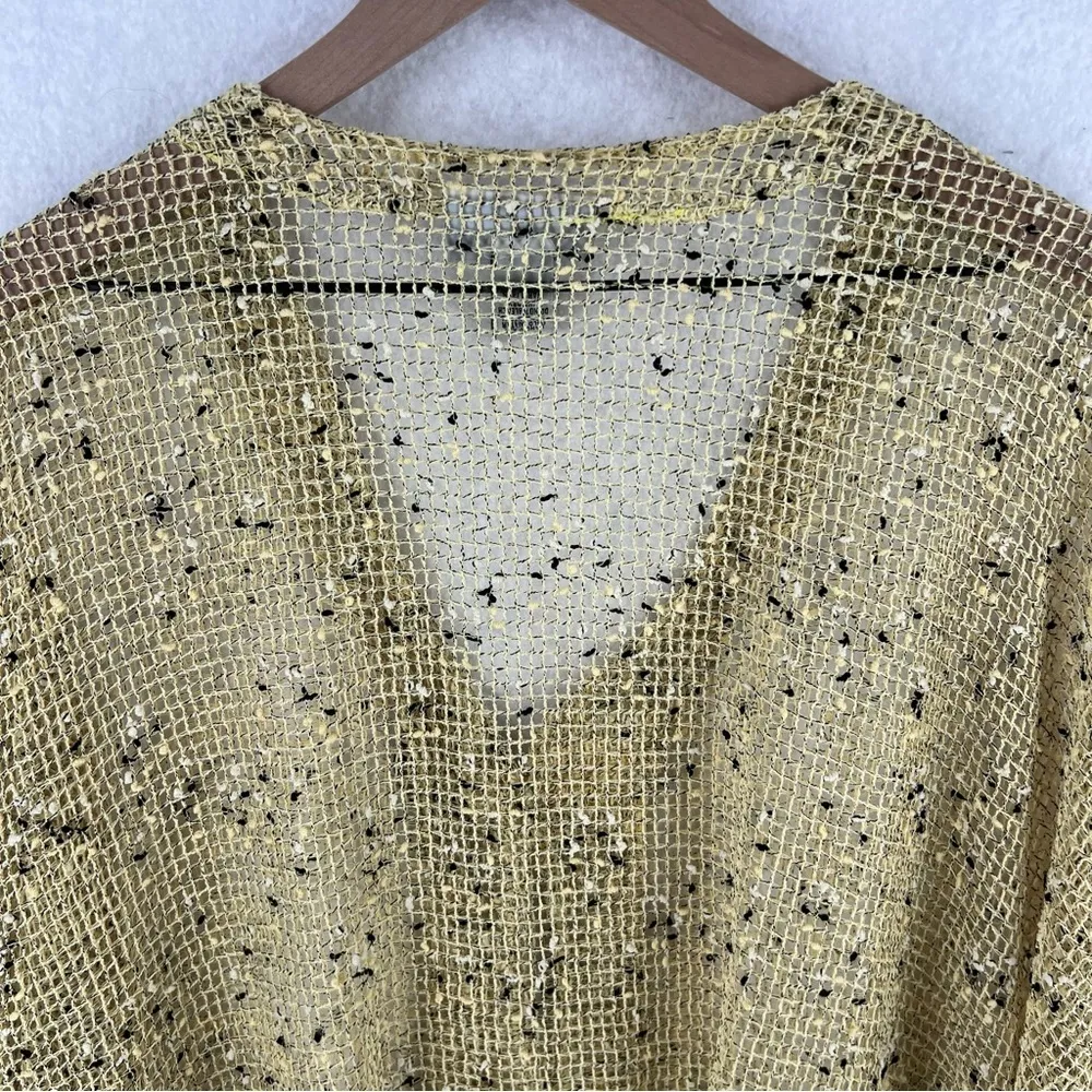 Serengeti Marled Mesh Net Button Front Batwing Shark Bite Cardigan Lagenlook Yellow Size 2X - Image 9