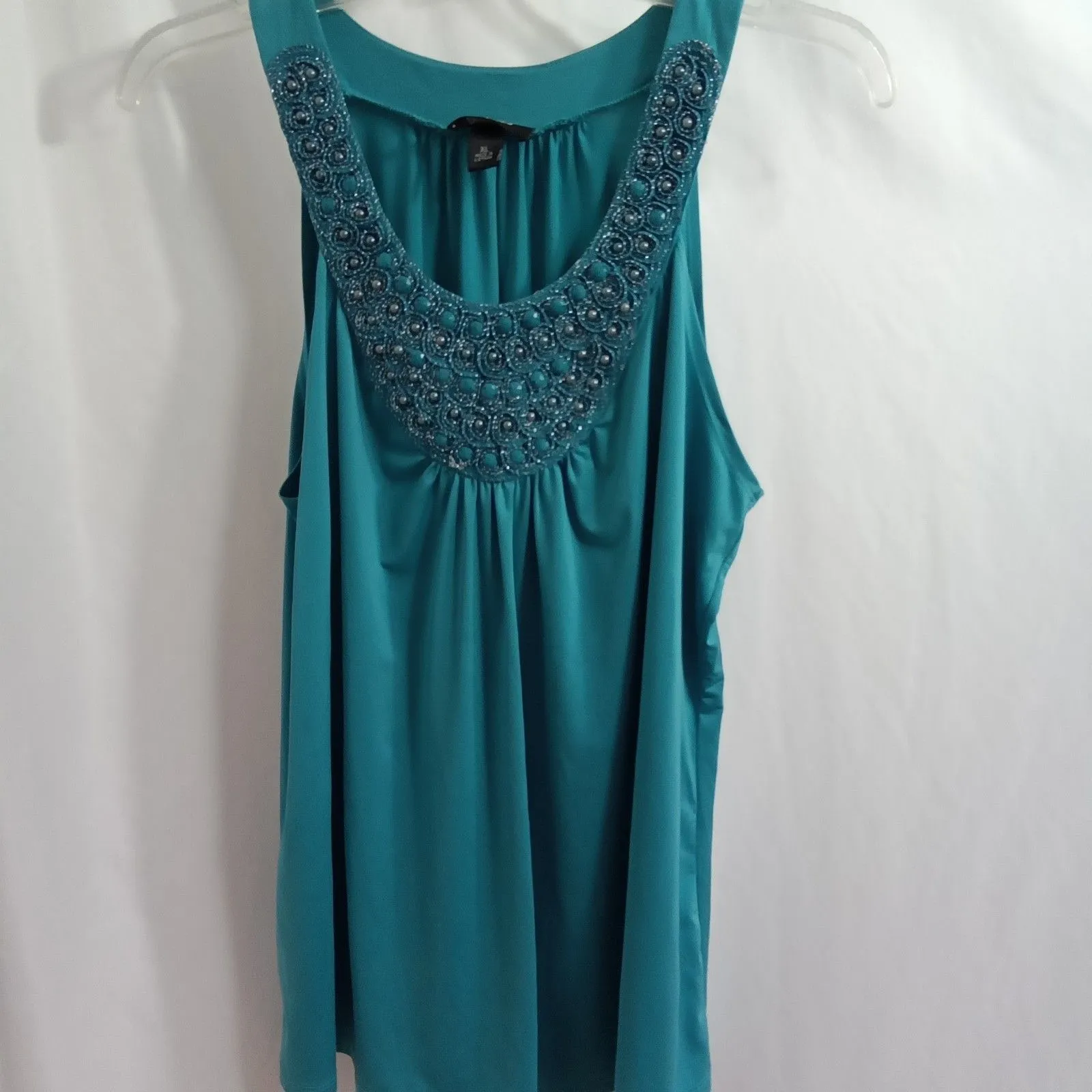 iz Byer Tank Beaded Blue Pleated Women‎ XL - Image 2