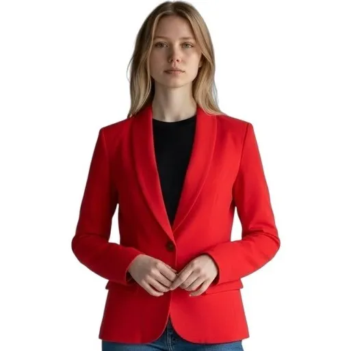Escada‎ Margaretha Ley VINTAGE Cherry Red Cashmere Blazer Shawl Collar Womens 4 - Image 2