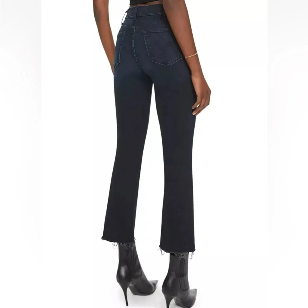 Women’s MOTHER The Hustler Ankle Fray Jeans Wash Night In Paris Black Size 29 - Image 2