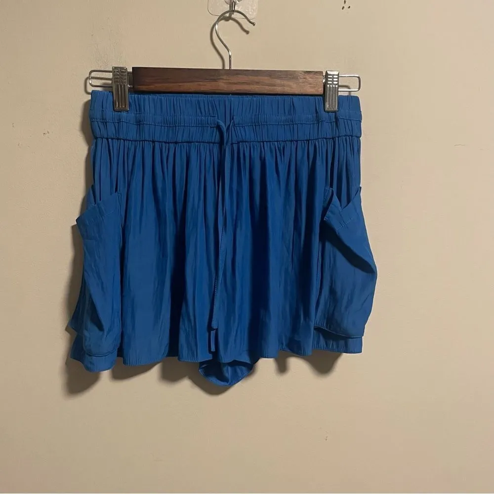 Ramy Brook Austin Blue Shorts Pleated Slinky Weave- Size XS - Image 4