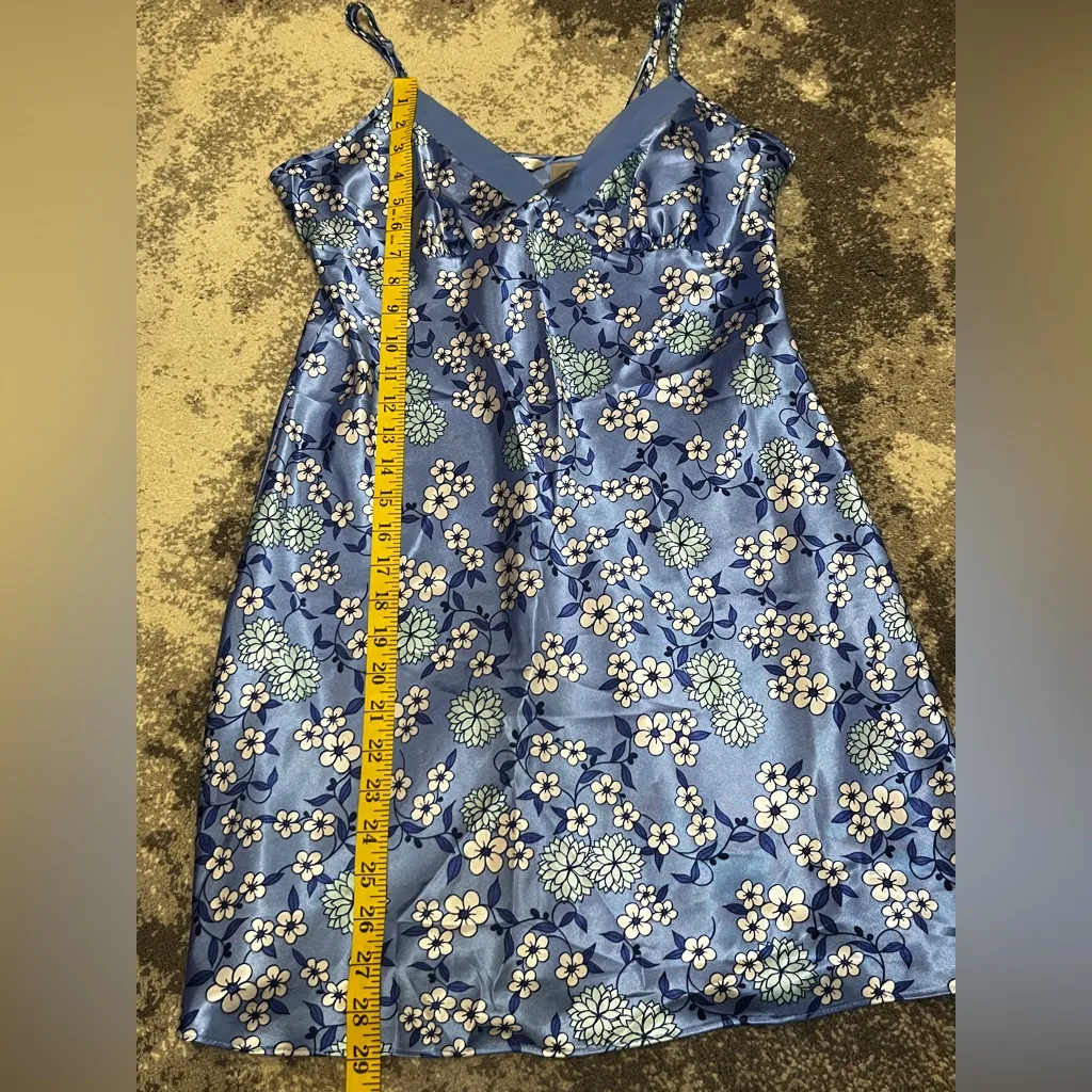 Adonna vintage blue floral satin slip dress or nightgown Size M - Image 4