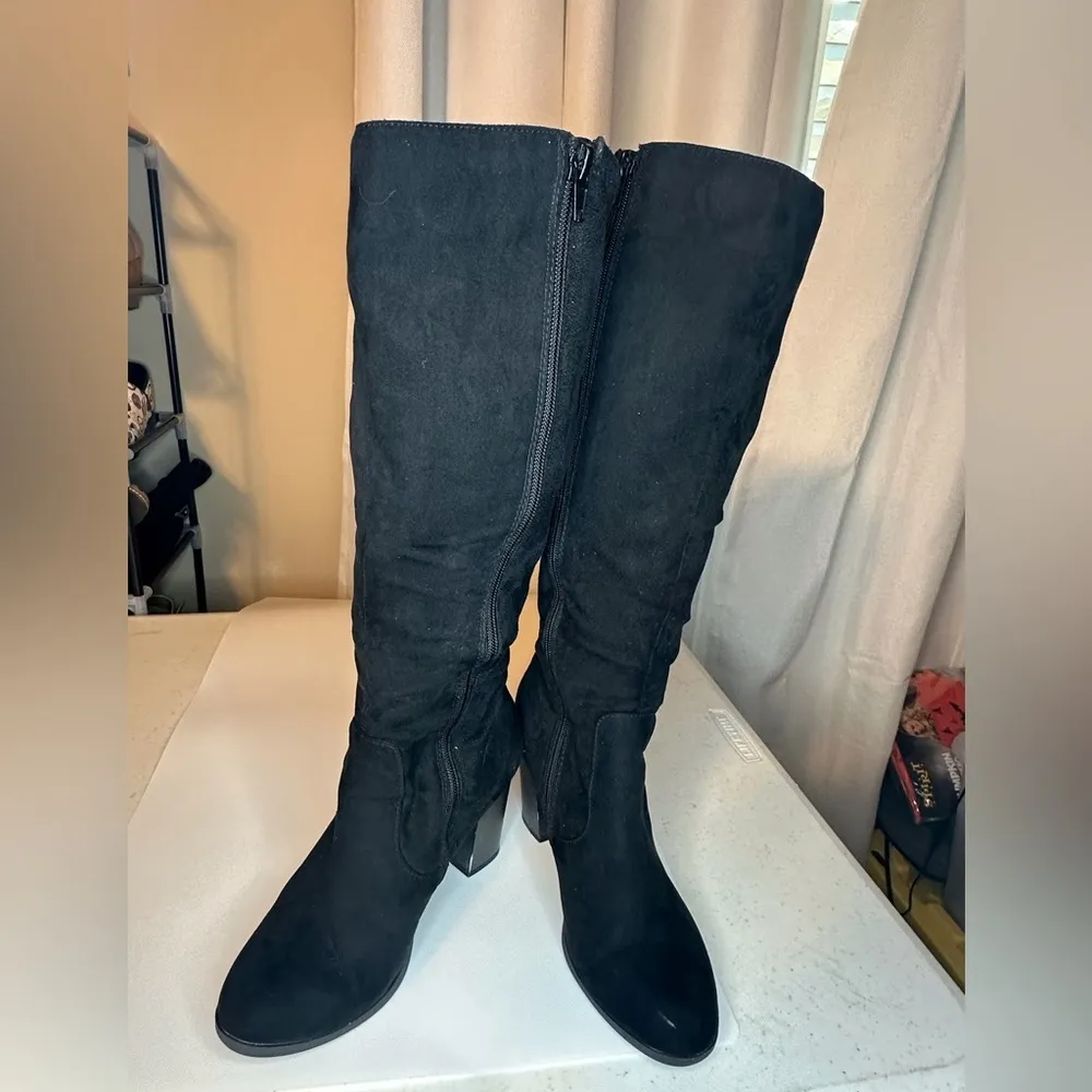 Style Co Addyy Tall Dress Boot Womens 7 M Black Micro Suede Knee-High - Image 4