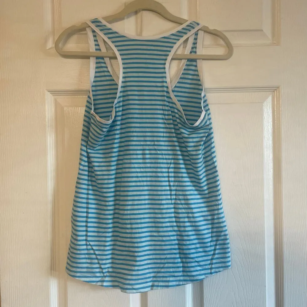 Lilly Pulitzer Womens Blue Striped Racerback Whitney Tank Pima Cotton Size Med - Image 2