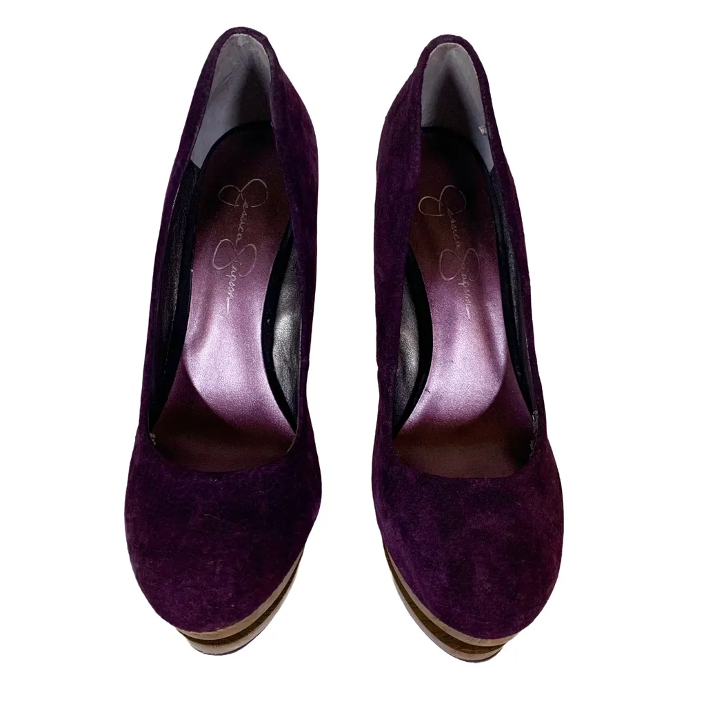 JESSICA SIMPSON "COLIE" PURPLE SUEDE PLATFORM STILETTO HEEL PUMPS (8.5B) - Image 9