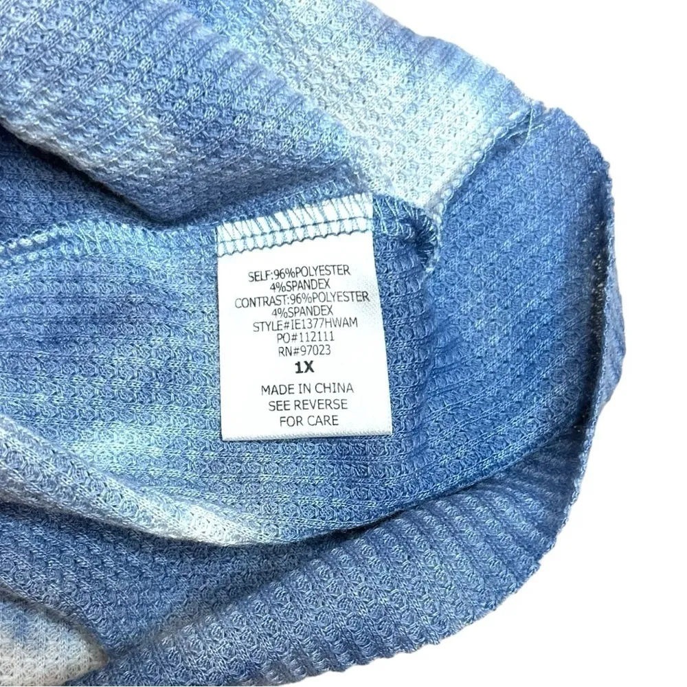 REBELLIOUS ONE Juniors/Womens 1X Blue & White Tie Dye Long Sleeve Shirt - Image 5