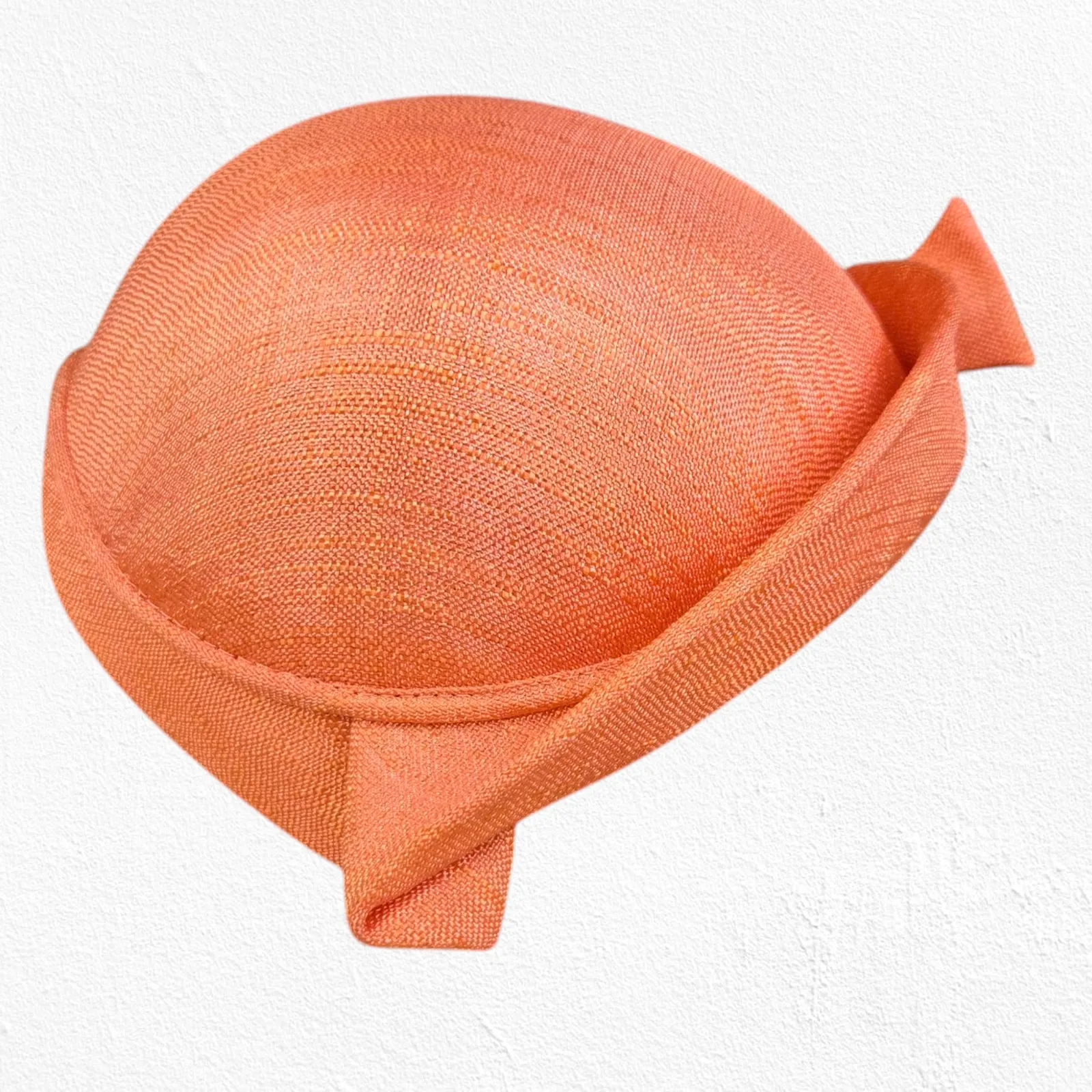 1920s Vintage Orange Cloche Hat Elegant Woven Pearl Bow Rolled Brim Veil Accent - Image 4