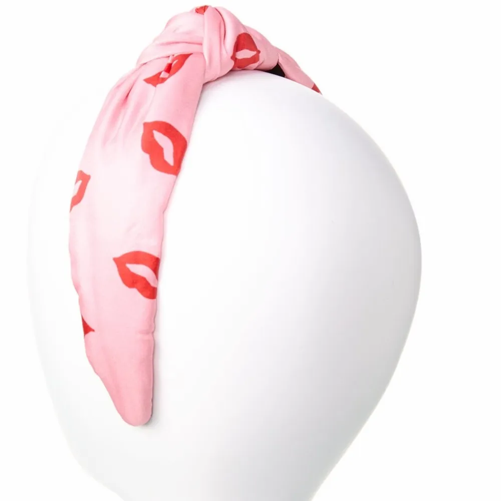 Kate Spade headband silk kisses pink w/red kisses OSFM NWT - Image 2