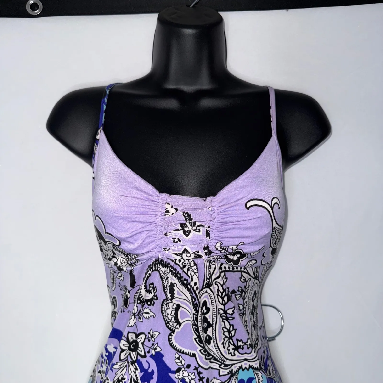 Linea Donatello Floral Paisley Sleepwear 2 Pc Set Robe & Nightie Slip Mini Dress - Image 10