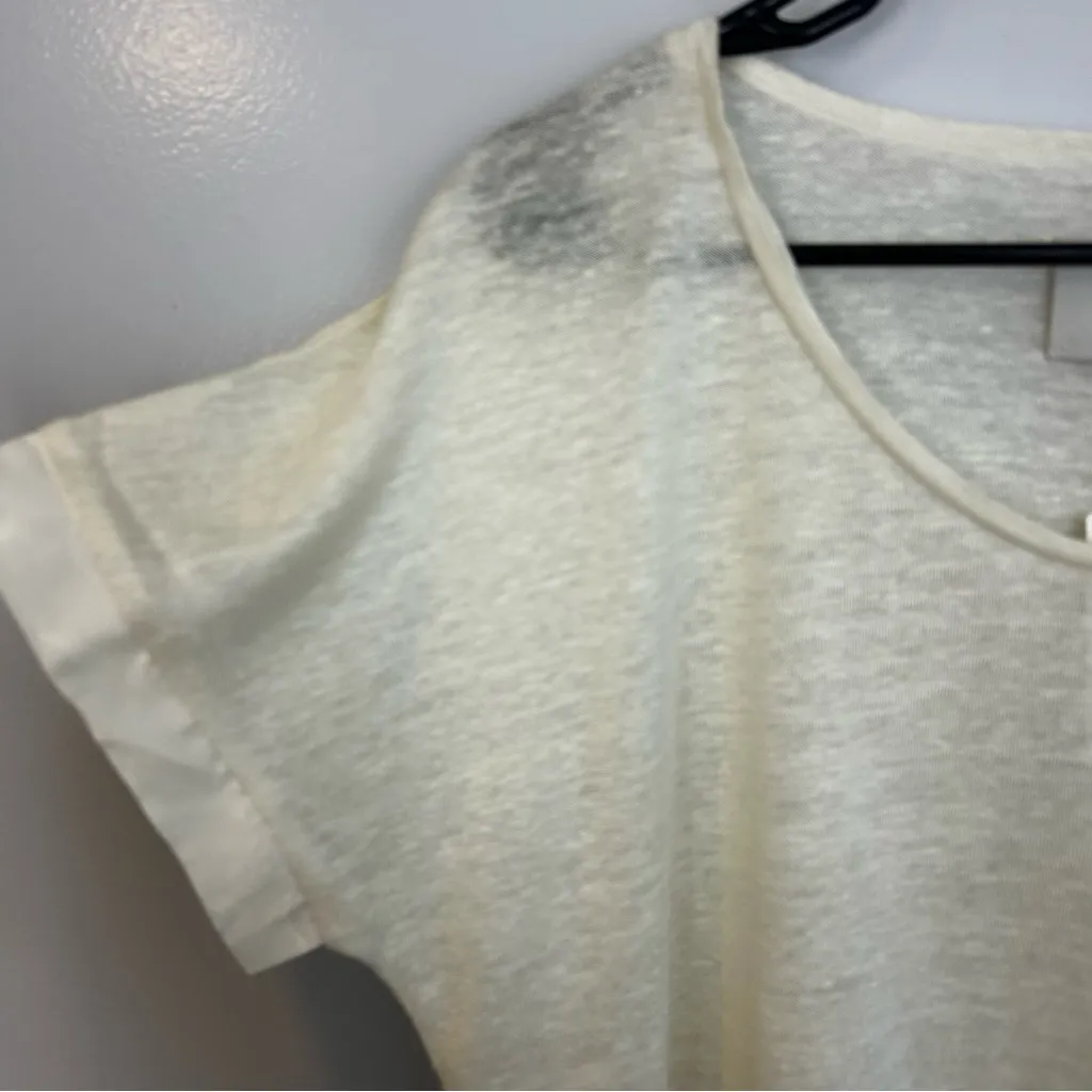 NWT Brochu Walker Linen/Silk Ivory Lightweight Short Sleeve Pullover Top Medium - Image 4