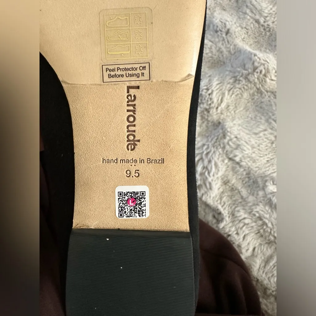 Larroudé Lee Flat Black Suede Pointed Toe Ballet Flats Size 9.5 - Image 5