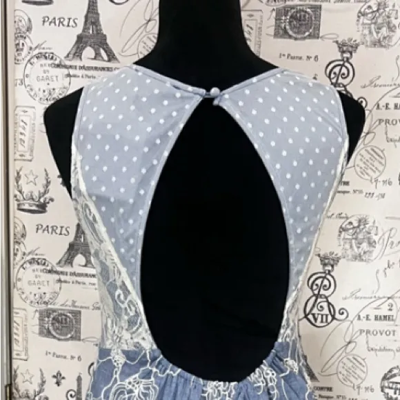 Ryu Blue and White Patterned Mini Dress - Image 4