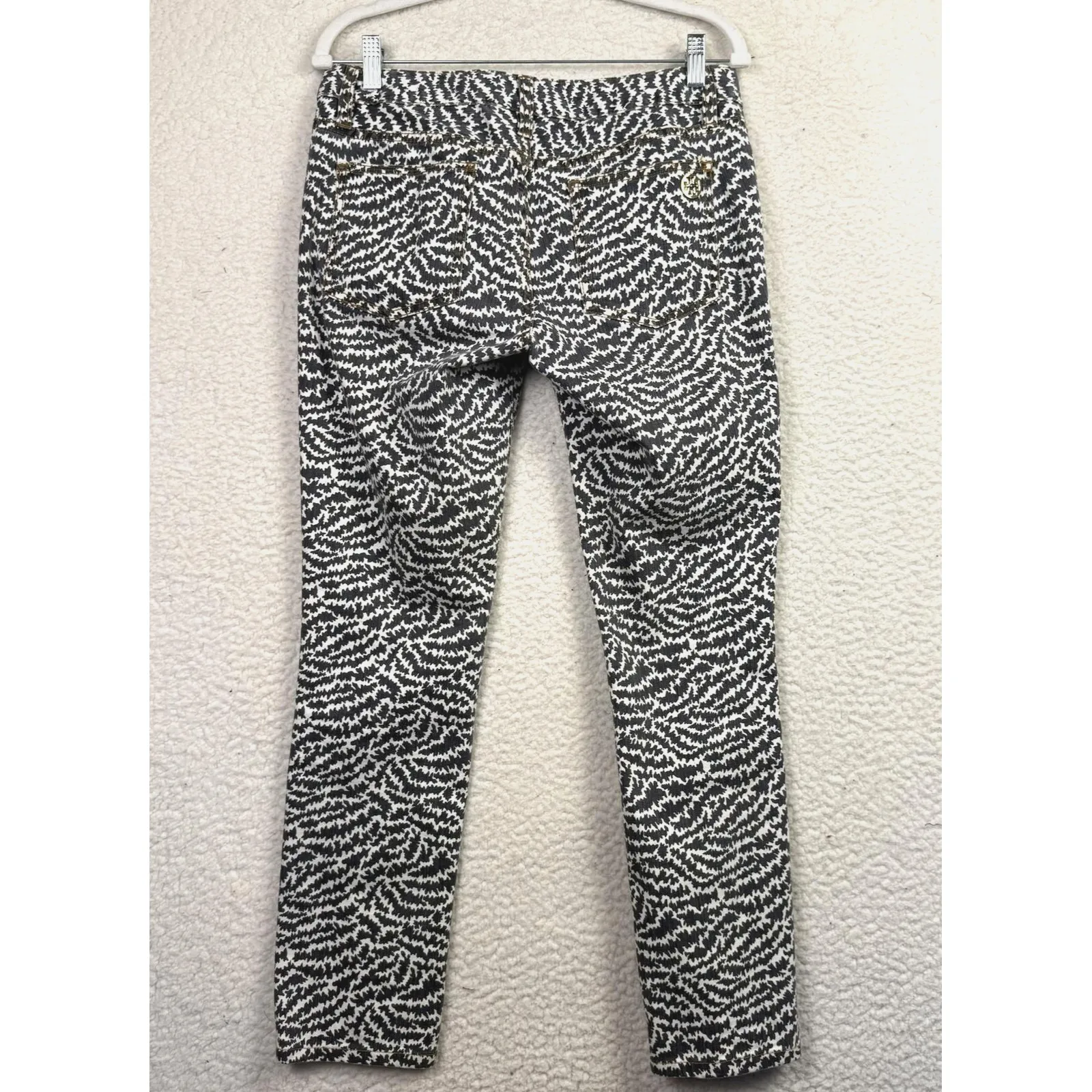 Tory Burch Jeans Womens 29 Navy White Super Skinny Graphic Stretch Denim - Image 2