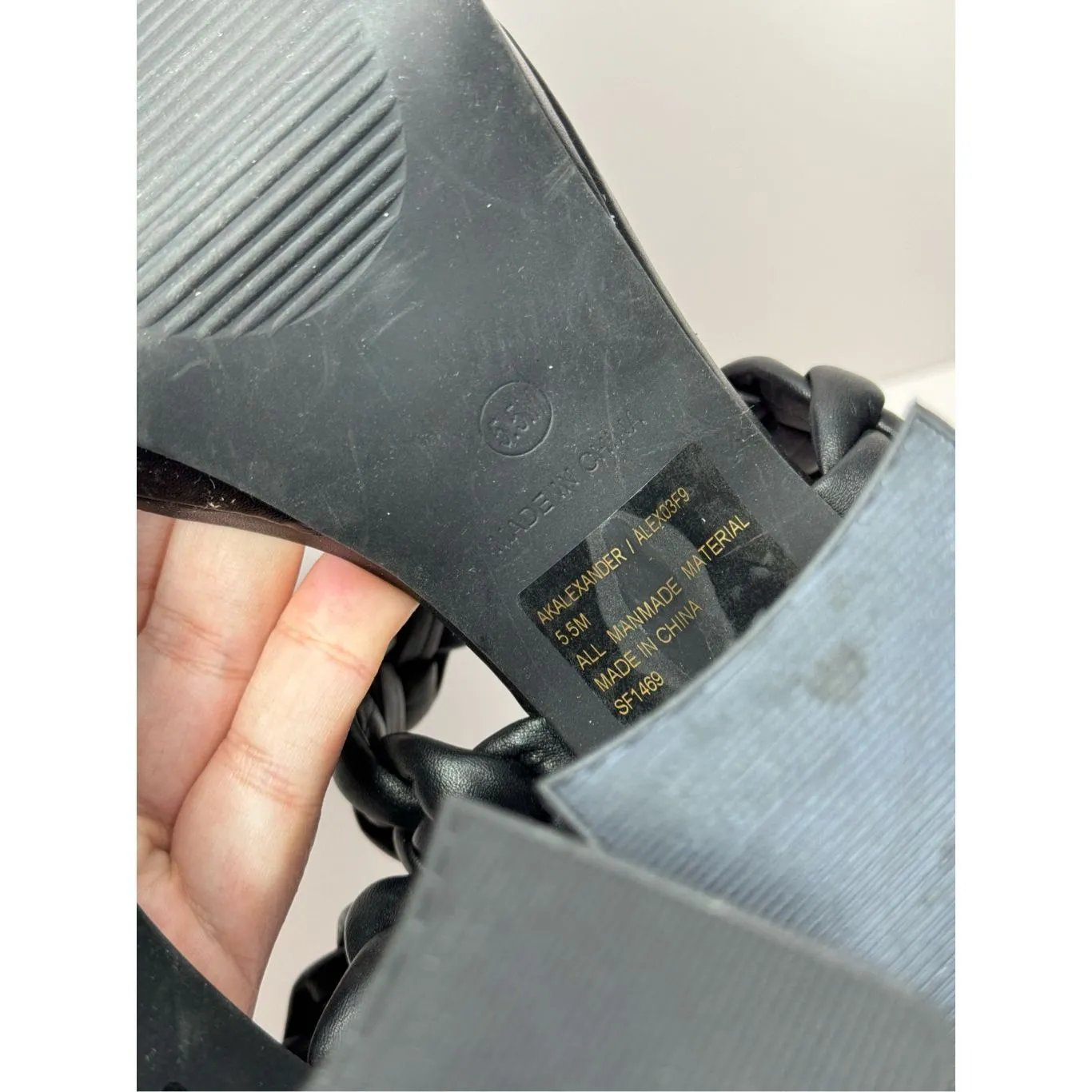 Anne Klein Sandals Womens Size 5.5 Black Braided Double Strap Slip On Heels - Image 7