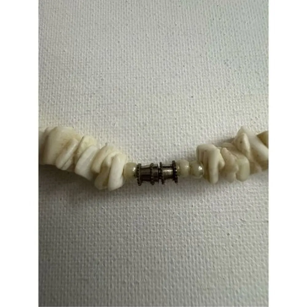 Vintage Y2K Womens White Pebbled Stone Collar Choker Necklace Surfer Beachy 90's - Image 4