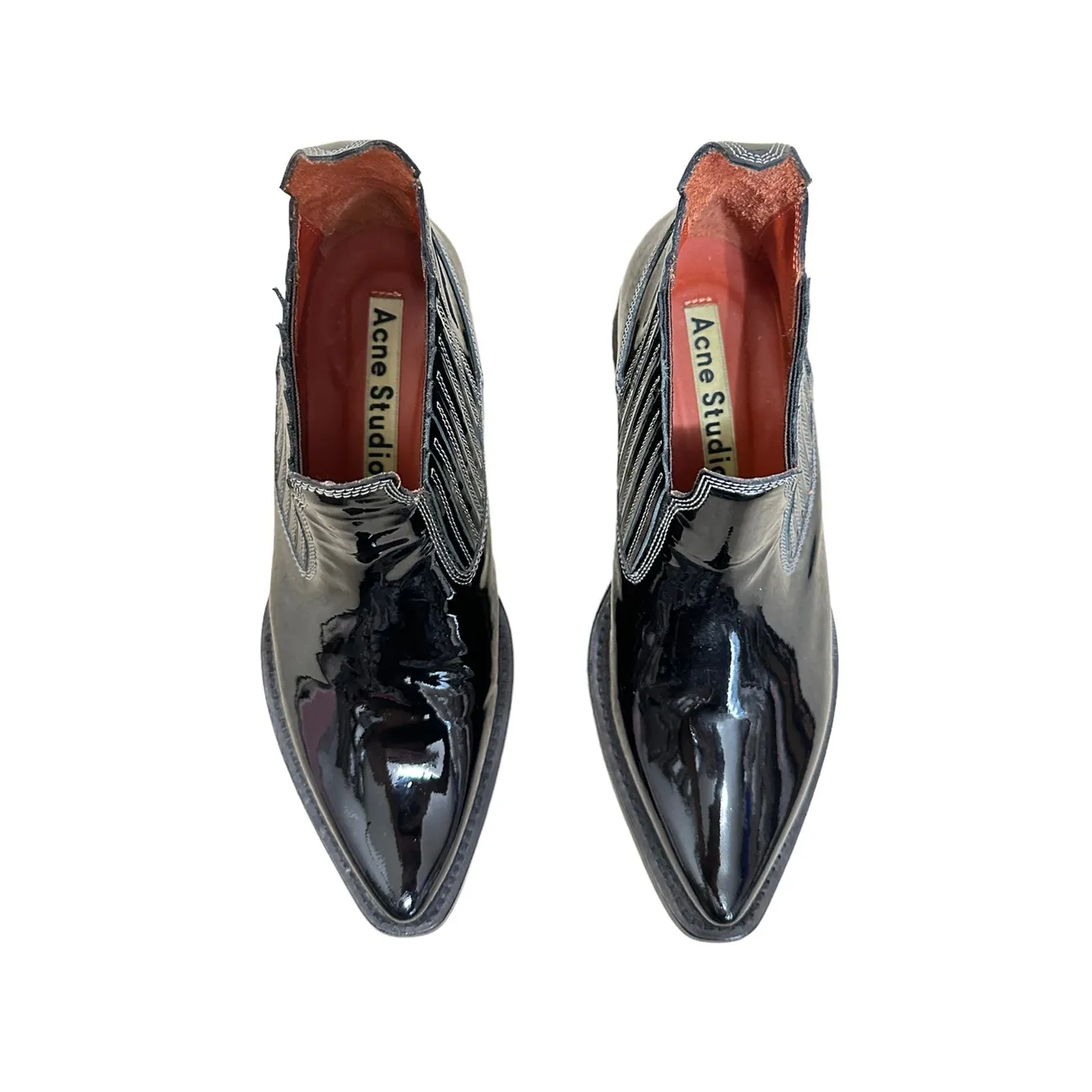 Acne studios gabby western short bootS black‎ patent leather size 35 $700 - Image 3