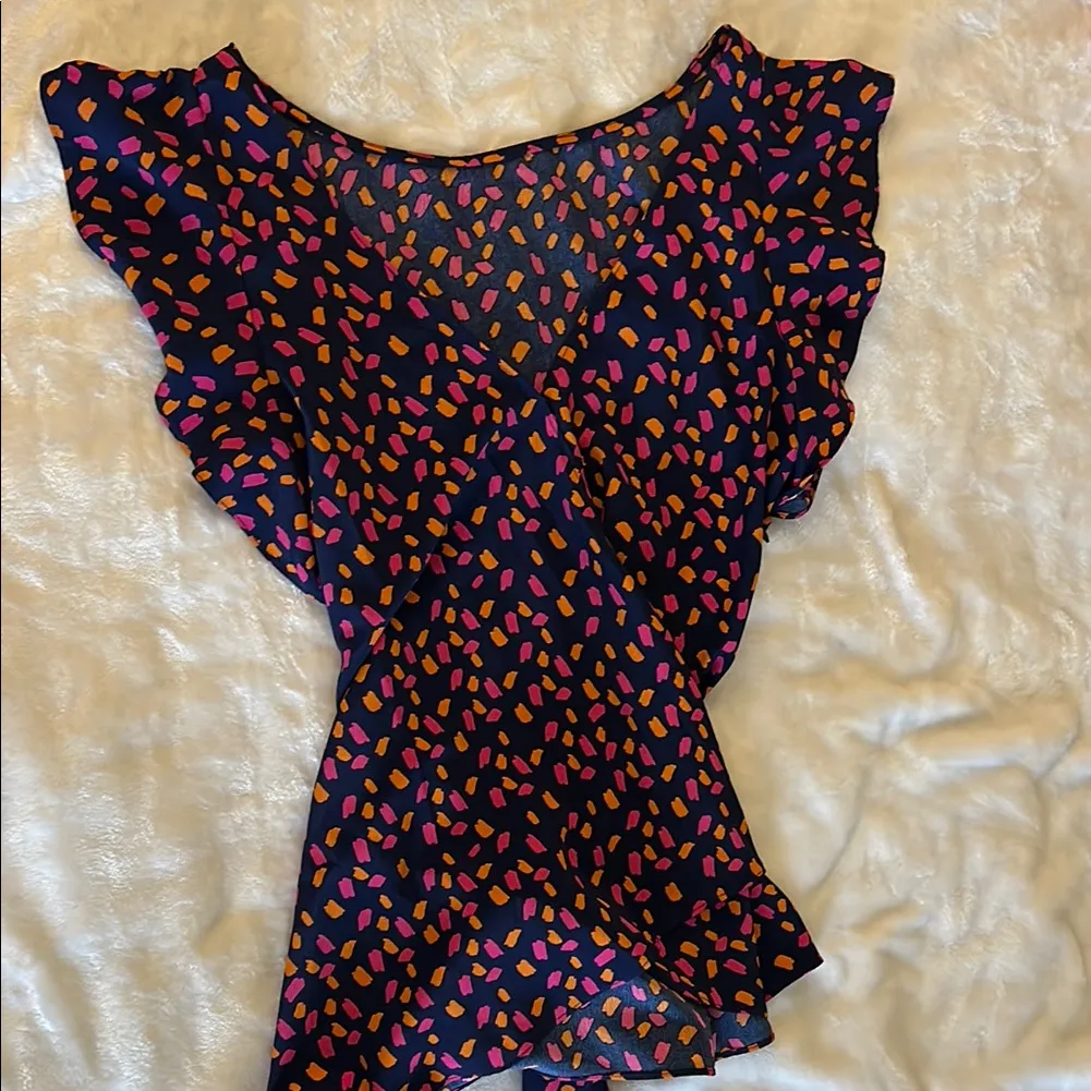 EUC Naked Zebra Patterned Ruffled Cap Sleeve Blouse - Image 6