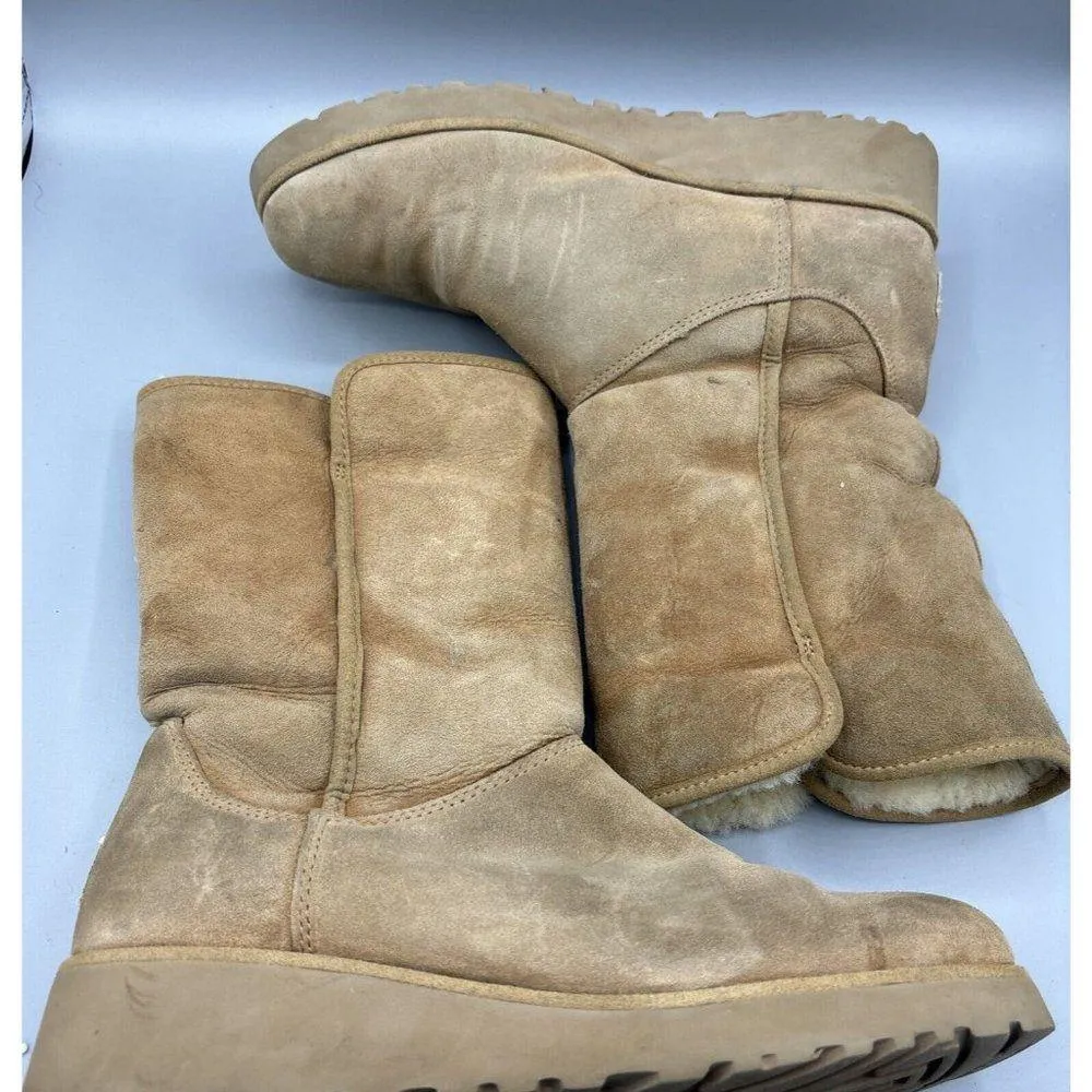 UGG Amie Classic Slim Chestnut Suede Shearling Women’s Wedge Boots Size 9 - Image 7