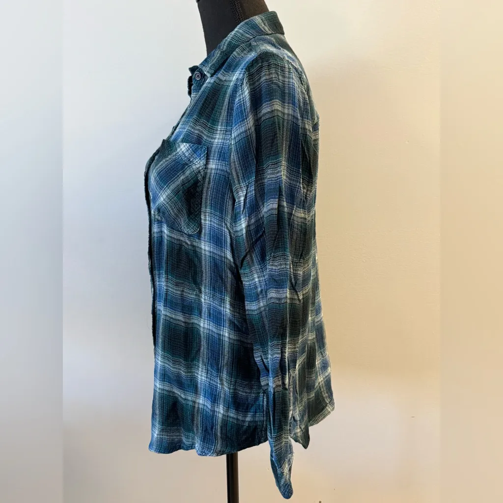 Beachlunchlounge western grunge plaid long sleeve button down Large - Image 3