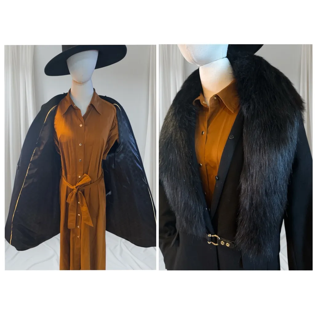 Ivanka Trump Single Breasted Wool Cashmere Coat Removable Faux Fur Collar sz 16 - Image 13