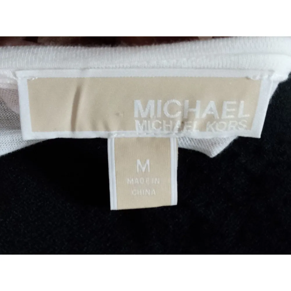 Michael Kors Women's Off White Lace Round Neck Short leeve Top Blouse Medium - Image 9