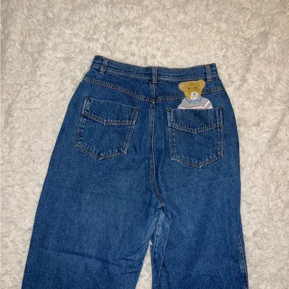 Vintage Better Together Teddy Bear Detailed Jeans 28 inch waist Blue - Image 2