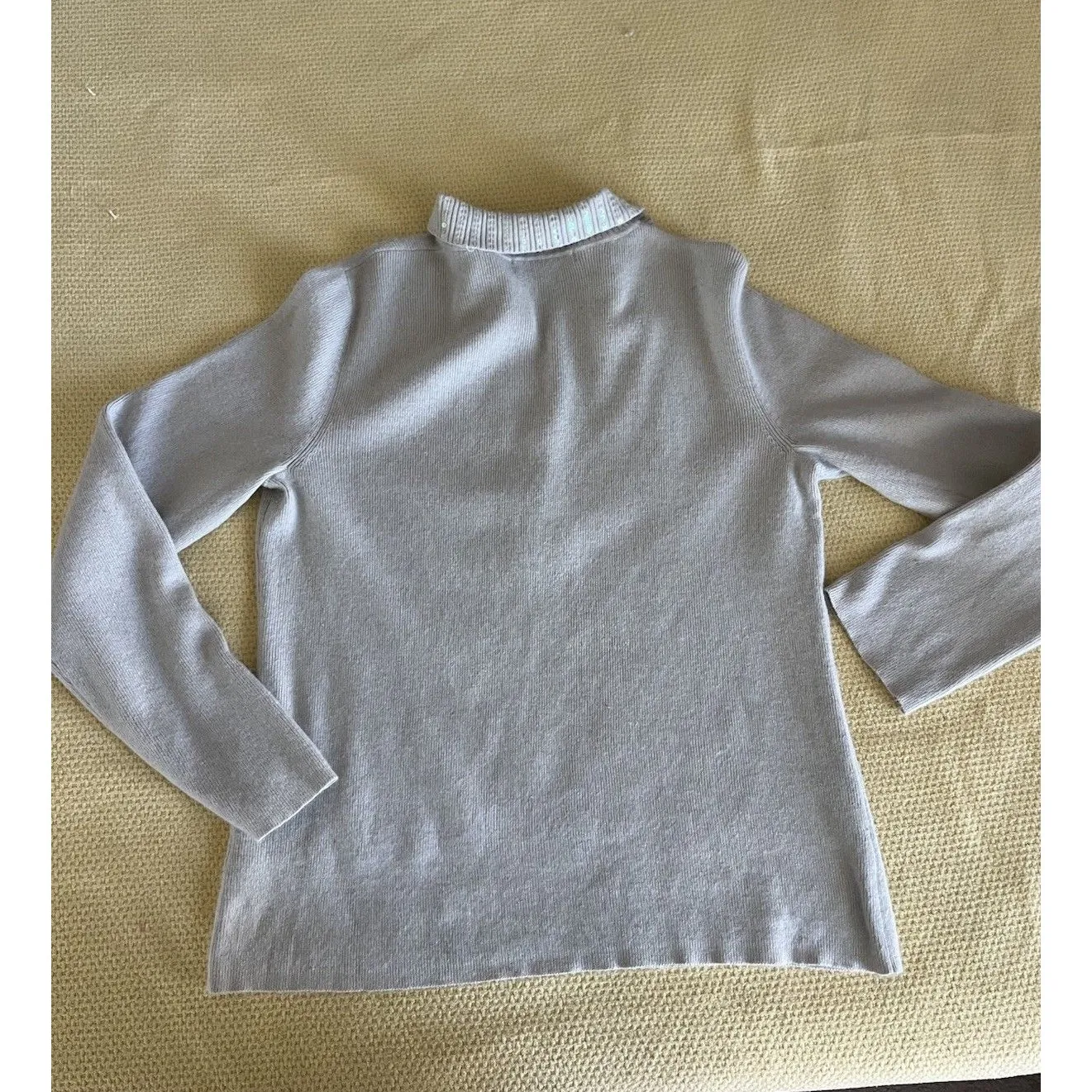 Sigrid Olsen Sequined Collared Sweater Size M Silk Angora Blend Henley Neckline - Image 2